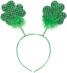 PMU St. Partick's Day Glittered Shamrock Boppers Party Headband Pkg/1