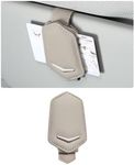 Dickno Sunglasses Holder for Car Sun Visor, Magnetic Leather Glasses Hanger Mounted with Ticket Card Clip, Universal Vehicle Interior Accessories for Different Size Eyeglasses (Beige)