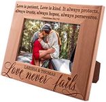 Love Never Fails, Personalized Picture Frame | 4x6 | Personalized Romantic, Wedding - Couple Photo Frame, Engagement, Valentine's Day, Wedding Gifts for Couple, Engraved Frames D#5