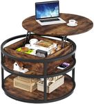 YITAHOME Round Lift Top Coffee Table with Storage, Farmhouse Coffee Tables for Living Room, Modern Coffee Table with Hidden Storage Compartment, Round Center Tables Living Room Home Office, Brown