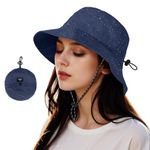 Acado Waterproof Bucket Hat Women - UV Protection Fishing Hats Ladies Adjustable Foldable Rain Hat Sun Summer Outdoor Hiking Cap Navy