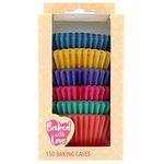 Baked with Love Brights Cupcake Cases, 50mm Baking Cups, Red, Blue, Green, Yellow, Purple, Orange, Greaseproof Paper Cases for Muffins and Cupcakes, Pack of 150, 0686968