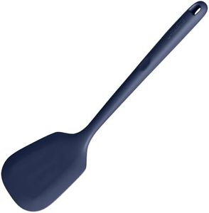 U-Taste 9.5cm Wide Silicone Turner - 315℃ Heat Resistant Non-Stick 34cm Solid Food Grade Cooking Egg Spatula, Flexible and Stiff Seamless Rubber Kitchen Utensil for Pancake, Burger (Midnight Blue)