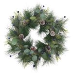 Christmas Wreaths for Front Door - 21Inch Holiday Wreath Outdoor with Artificial Purple Cranberry, Pine Cones and Holly Decoration for Home Decor, Kitchen, Dining Room, Living Room, Bedroom, Hallway