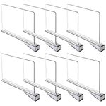 8 pcs Clear Acrylic Shelf Dividers Divider Separators for Closets Transparent Organizer Multi-Functional Wood Separator for Storage and Organization in Bedroom Cabinets Kitchen Office