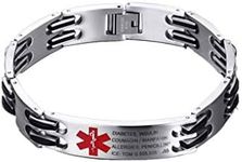 Lam Hub Fong Personalized Free Engrave Adjustable Medical Bracelets Emergency ID Bracelets for Men Women Kids Titanium Steel Alert Bracelets