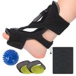 supregear Plantar Fasciitis Night Splint Set, Adjustable 3 Straps Foot Splint Support Ankle Brace with Massage Ball and Arch Supports for Plantar Fasciitis Flat Feet Achilles Tendonitis, Black