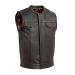 "First Manufacturing Co. The Club Cut Classic Men's Leather Motorcycle Biker Vest – Timeless Style and Exceptional Comfort for Riding Enthusiasts"