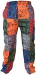 Gheri Mens Paisley Print Hippy Patchwork Lightweight Cotton Cargo Pants Animal Patch X-Large