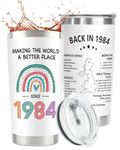 CoCoCherry 40th Birthday Gifts for Women(Upgrade), 40th Birthday Personalised Mugs, 40th Birthday Gift Perfect Ideas for Best Friends, Mom, Wife, Daughter, Back in 1984 Old Time Information