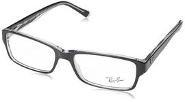 Ray-Ban RX5169 Rectangular Prescription Eyeglass Frames, Black On Transparent/Demo Lens, 52 mm