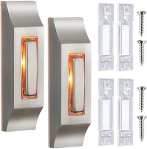 LED Lighted Doorbell Button, Solid and Sleek Metal Wall Mounted Door Bell Push Buttons for Home, Universal Garage Door Opener Switch, Dark Silver (2)