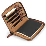 Londo Genuine Leather Padfolio with Pencil Holder Notepad and Zipper Closure (Cinnamon)