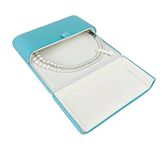 Luxurious Premium Grade Aqua Velvet Jewelry Packaging Case for Pearl Strands Necklace Large Banquet Necklace Unique Design (Jewelry not included)