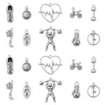 DanLingJewelry 50Pcs 10 Styles Tibetan Sports Charms Collection Dumbbell Bike Heartbeat Charms for DIY Jewelry Crafts Making