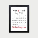 PERSONALISED Memorable Date Calendar Gifts for Him, Her, Husband, Wife, Boyfriend or Girlfriend - Suitable for Birthday, Christmas, Valentines or Anniversary - PERSONALISED with ANY 2 NAMES and DATE