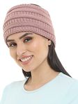 FabSeasons Acrylic Woolen Skull Stretch Headband/Ear Warmer/Cap/Hair Accessory for Women & Girls for Winters, Peach