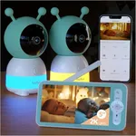 BOIFUN 2024 5" Split-Screen Baby Monitor with 2 Cameras, 2K WiFi Baby Monitor Via Screen & App Control, Record & Playback, Temper &Humidity Sensor, Night Vision, 2-Way Talk, Cry & Motion Detection