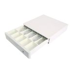 GOBBLER 405B Electronic & Manual Metal Cash Drawer for Point of Sale (POS) System with Coin Tray, 5 Bill / 5 Coin – White