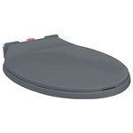 vidaXL Soft-Close Polypropylene Toilet Seat in Grey - Easy to Clean, Quick Release System for All Standard Oval Toilet Bowls