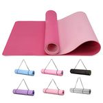 Good Nite Yoga Mat Exercise Fitness 6mm Mat Extra Thick Non-Slip Training Mats for Sports Pilates Gym Mats Floor Gym Resistance Mat with Carrying Strap 183 x 61 x 0.6 cm(Pink/Red Plum)