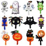 12Pcs Halloween Balloons, Halloween Decorations Set for Party Decoration, Mini Balloons Halloween Decor, Pumpkin Witch Skeleton Ghost Bat Balloons Horror Halloween Night Party Decorations