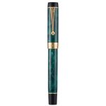 Jinhao 100 Classic Fountain Pen Green Celluloid, Medium Nib with Converter and Pen Case Set