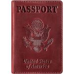 BIAOTIE Premium Leather Passport Holder Covers, RFID Blocking Case Travel Wallet Passport Book Holders Travel Must Haves for Women Men, Wine Red, Travelling