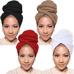 PWEOUKE 4 Pack Stretch Turban Knit Bohemian Head Wrap Scarf African Headwraps For Women Solid Color Urban Long Breathable Head Band Tie