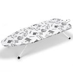 Duwee 13"x36"Table top Ironing Board with Thicken Felt Padding, Heat Resistant Cover,Stainless Steel Hook,Extra Long Ironing Area