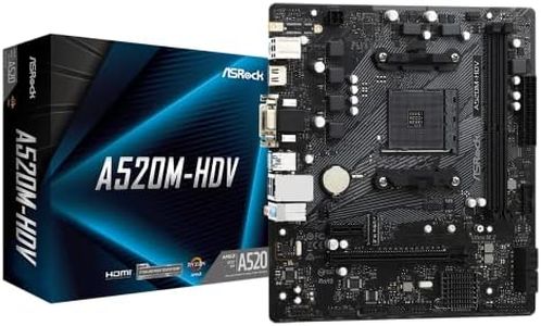ASRock A520M-HDV Supports AMD AM4 Socket Ryzen™ 3000, 4000 G-Series and 5000 and 5000 G-Series Desktop Processors Motherboard, 32 GB memory storage