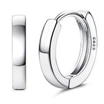 ORAZIO 925 Sterling Silver Men Hoops Earrings for Teen Boys, Small Black Sleep Hoop Earring Diamond For Men Women, Simple Unisex Huggie Earrings Minimalist Fine Jewellery Gifts f