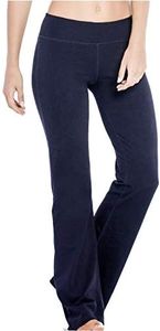 Houmous S-XXL Petite/Regular/Tall Length, Women's Yoga Bootleg Pants Inner Hidden Pocket Workout Pants (Tall-35 Inseam-Blue, S-Waist(27"-28"))
