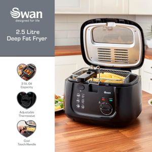 Swan 2.5L Deep Fat Fryer – Black Electric Kitchen Appliance