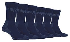 Jeep 6 Pairs Of Mens Terrain Cushioned Sole Walking Hiking Socks 6-11 uk, 39-45 eur (Navy)