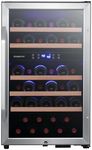 Freestanding Wine Refrigerator - 38 Bottle Dual Zone Freestanding Wine Refrigerator 5 Shelves Slide Out Metal Wine Racks with Wood Trimmed