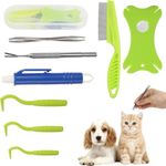 Tick Removal Tool 8 in 1 with Storage Box, Tick Tweezers, Flea Comb, Magnifying Glass, Dog Tick Remover Tool Tick Removal Kit Tick Removal Tool for Dogs Cats Pet Tick Comb (Tick Removal Tool 8 in 1)