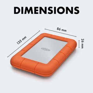 LaCie Rugged Mini 5TB Portable External Hard Drive – Shock Resistant