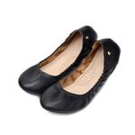 Cicypumye Women's Flats Classic Ballet Shoes for Women Round Toe Ballerina Flats Faux Leather Foldable Flats for Women Dressy Comfortable Black