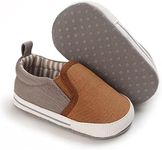 Clowora Unsex Baby Boys Girls Canvas First Walkers Shoes,Infant Non Slip Soft Sole Toddler Flat Lazy Loafers Sneaker (014/Brown,3-6 Months)