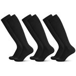 FRIUSATE 3 Pairs Kids Football Socks Black Children Football Socks Youth Soccer Socks Breathable Football Sport Socks for Boys Girls Junior Running Hockey Rugby(30-38)