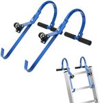 Ladder Roof Hook, 2 Pack Roof Ladder Hooks with Wheel,Safety Accessories for Roofing Ridge,Ladder Standoff Stabilizer,Blue