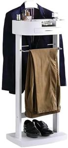 SJVKIGHU Suit Valet Stands for Men Women with Drawer, Tray, Trouser Bar & Hooks, Freestanding Clothing Valet Stand Suit Valet, for Bedroom,Living Room, Office(Brown)