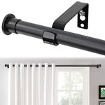 Curtain Rods 5/8 Inch Diameter with Brackets - Black Splicing Adjustable Drapery Curtain Rod Set for Windows 28 to 48 Inch