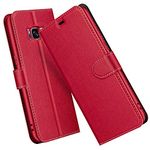 ELESNOW Case Compatible with Samsung Galaxy S8, High-grade Leather Flip Wallet Phone Case Cover for Samsung Galaxy S8 (Red)