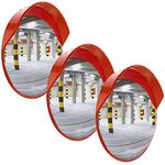 LADWA 3 Pcs Unbreakable 24 Inch/600mm Diameter Wide Angle Convex Mirror/Security Mirror/Traffic Mirror for Road Safety with Installation Kit & Adjustable Fixing Bracket (Nuts & Bolts, Pack of 3)
