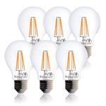 Bioluz LED Clear Edison Style Dimmable Filament, Light Bulb, 60 watt, Soft White (Pack of 6)