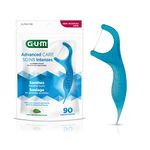 GUM Advanced Care Flosser Picks, Infused with Vitamin E & Fluroide, Fresh Mint Flavour, Blue, 90 Flossers (1 Bag)