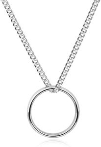 GAVU Tungsten Steel Ring Pendant Necklace For Men,Mens Circle Pendant Necklace, 20", Tungsten Steel, No Gemstone