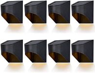MAGGIFT 8 Pack Outdoor Metal Solar Deck Lights, LED Solar Fence Lights Decor for Steps Stairs Wall Walkway Garden Fences Pathway